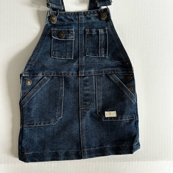 7 For All Mankind Baby Girl Denim Romper Overalls 18M Infant Outfit - Picture 1 of 12